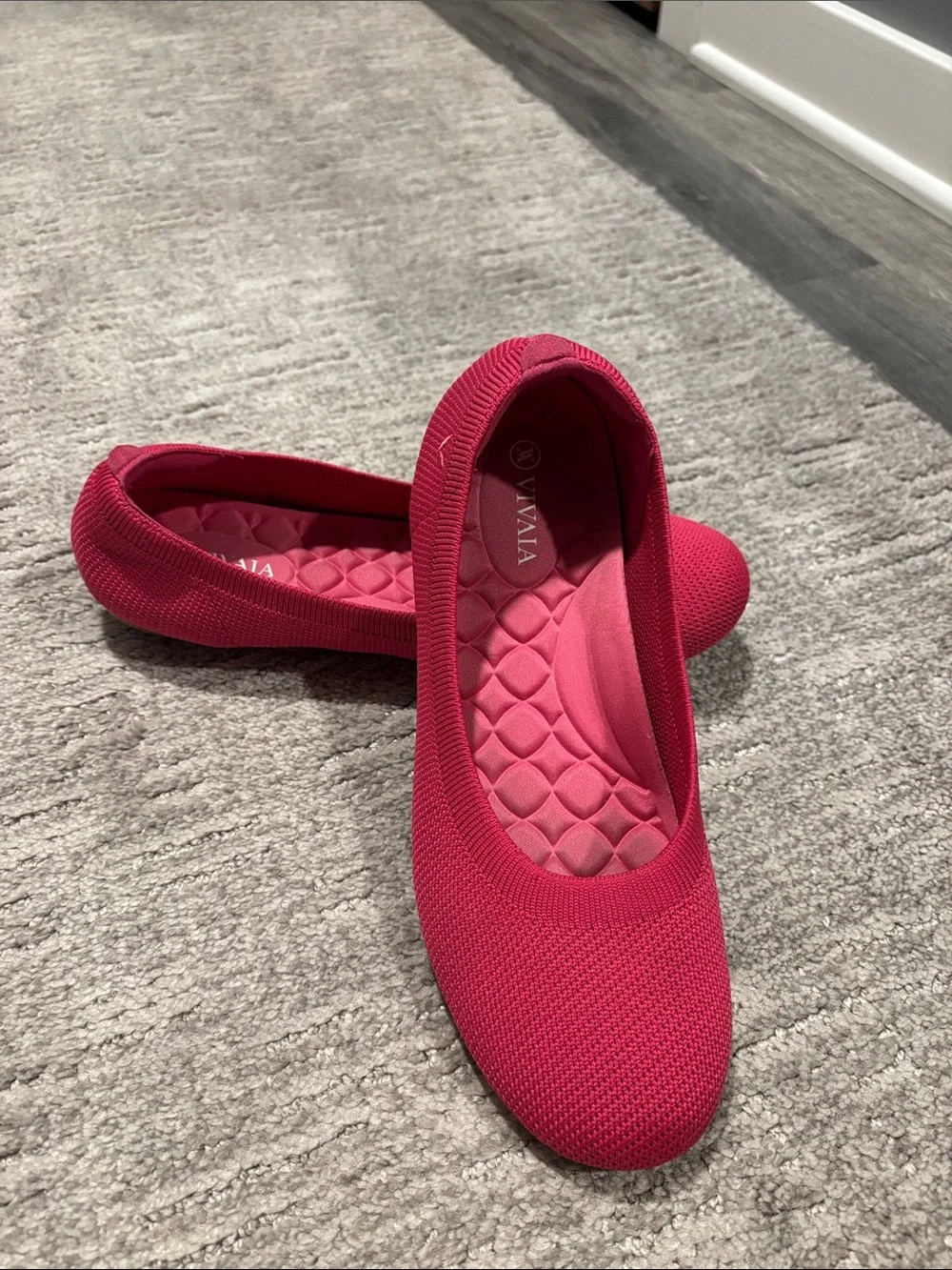 Vivaia Hot Pink Knit Slip-On Flats size 39.5